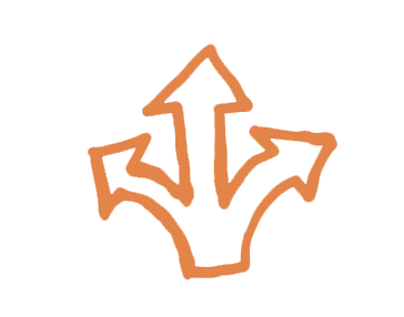 Illustration of arrows pointing in different directions representing the various steps in the grant process